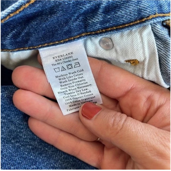 Everlane button fly 90’s cheeky blue jean crop denim organic cotton - Picture 6 of 13